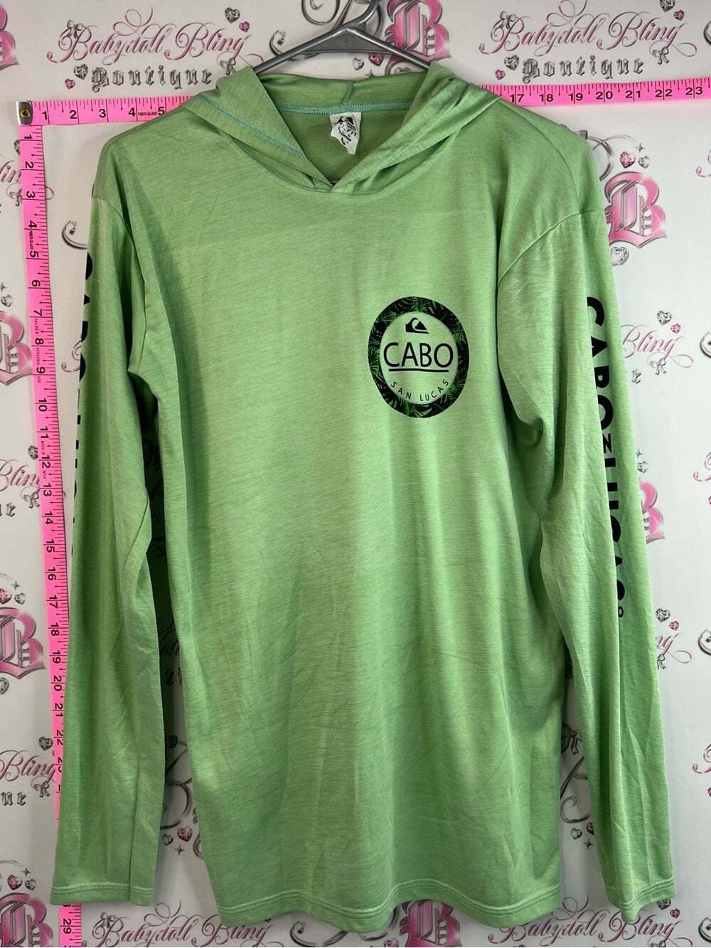SALTY Cabo Mexico rash guard Long Sleeve Hooded Performance Shirt - Light Green